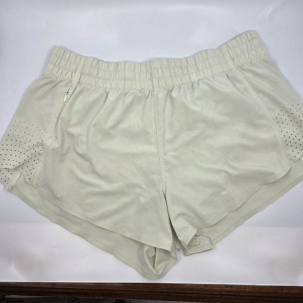 Athleta Hustle 3" Running Shorts Women's M Light Mint Green Lined Zip Pocket